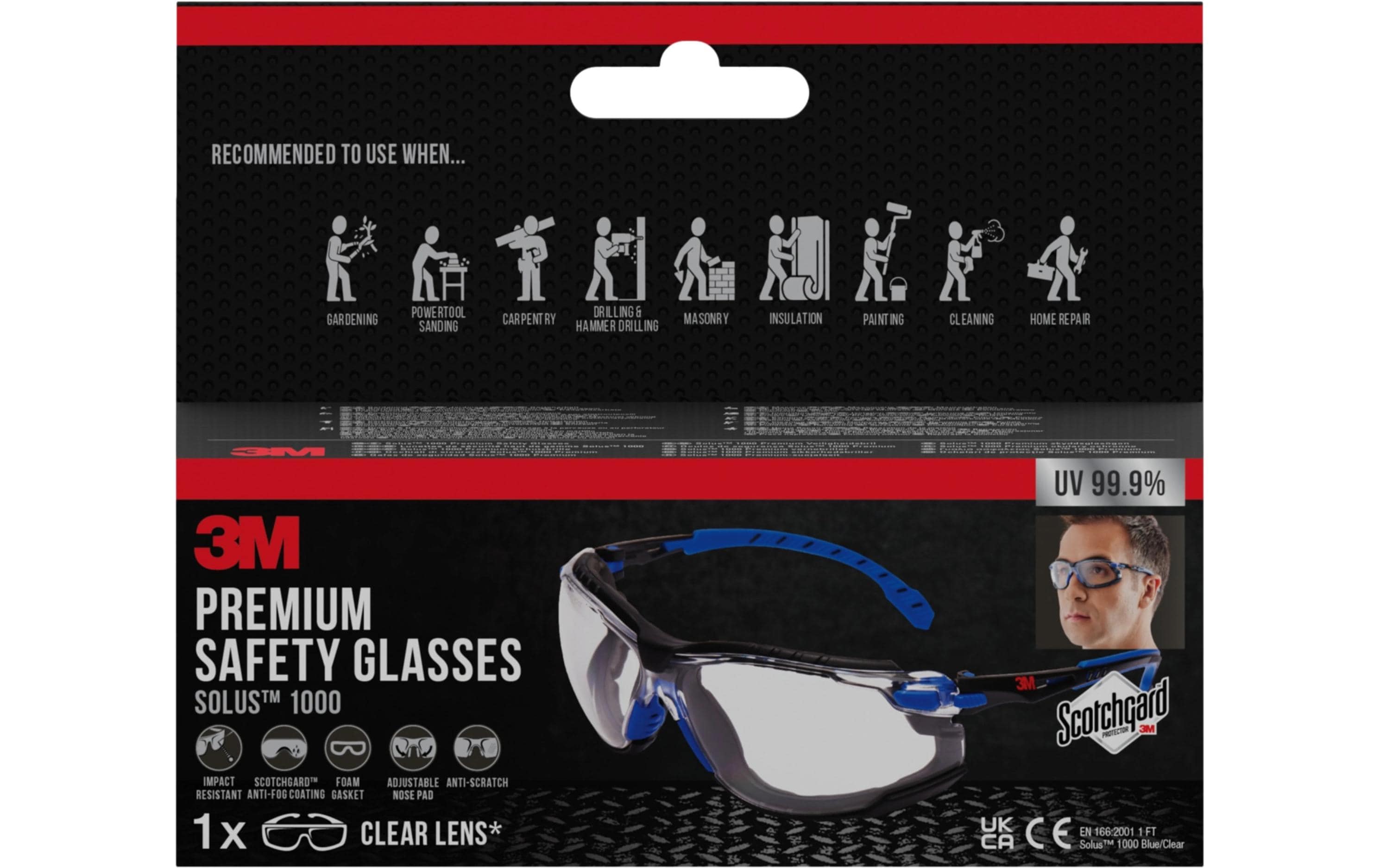 3M Solus Schutzbrille klar, blau
