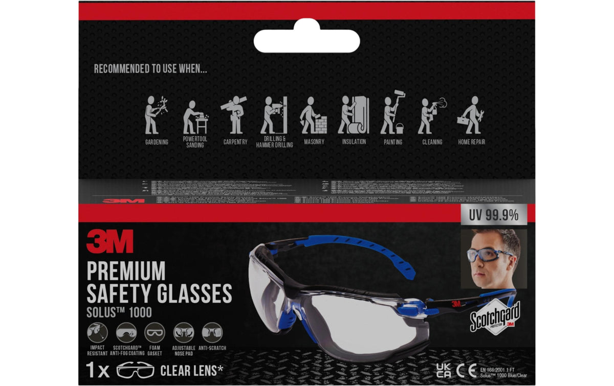 3M Solus Schutzbrille klar, blau