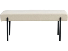 House Nordic | Bank Swindon, Weiss | Stahl, Polyester,Sperrholz, 100x36x42.5 cm