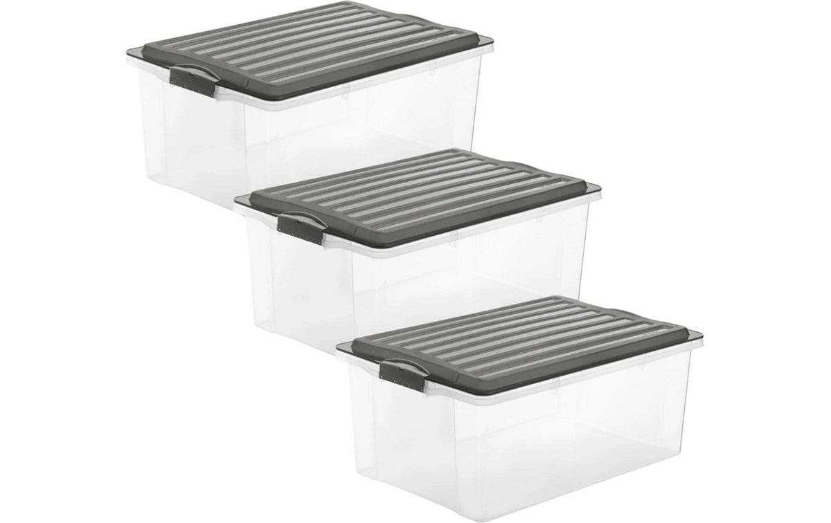 Rotho, Aufbewahrungsbox COMPACT, Grau, 3 tl