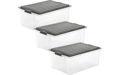Rotho, Aufbewahrungsbox COMPACT, Grau, 3 tl