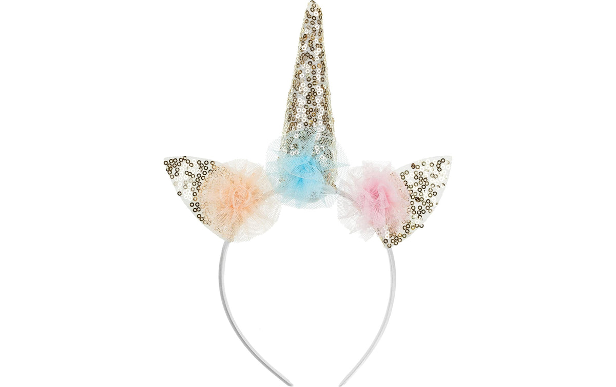 Partydeco Haarreif Einhorn mit Rüsche