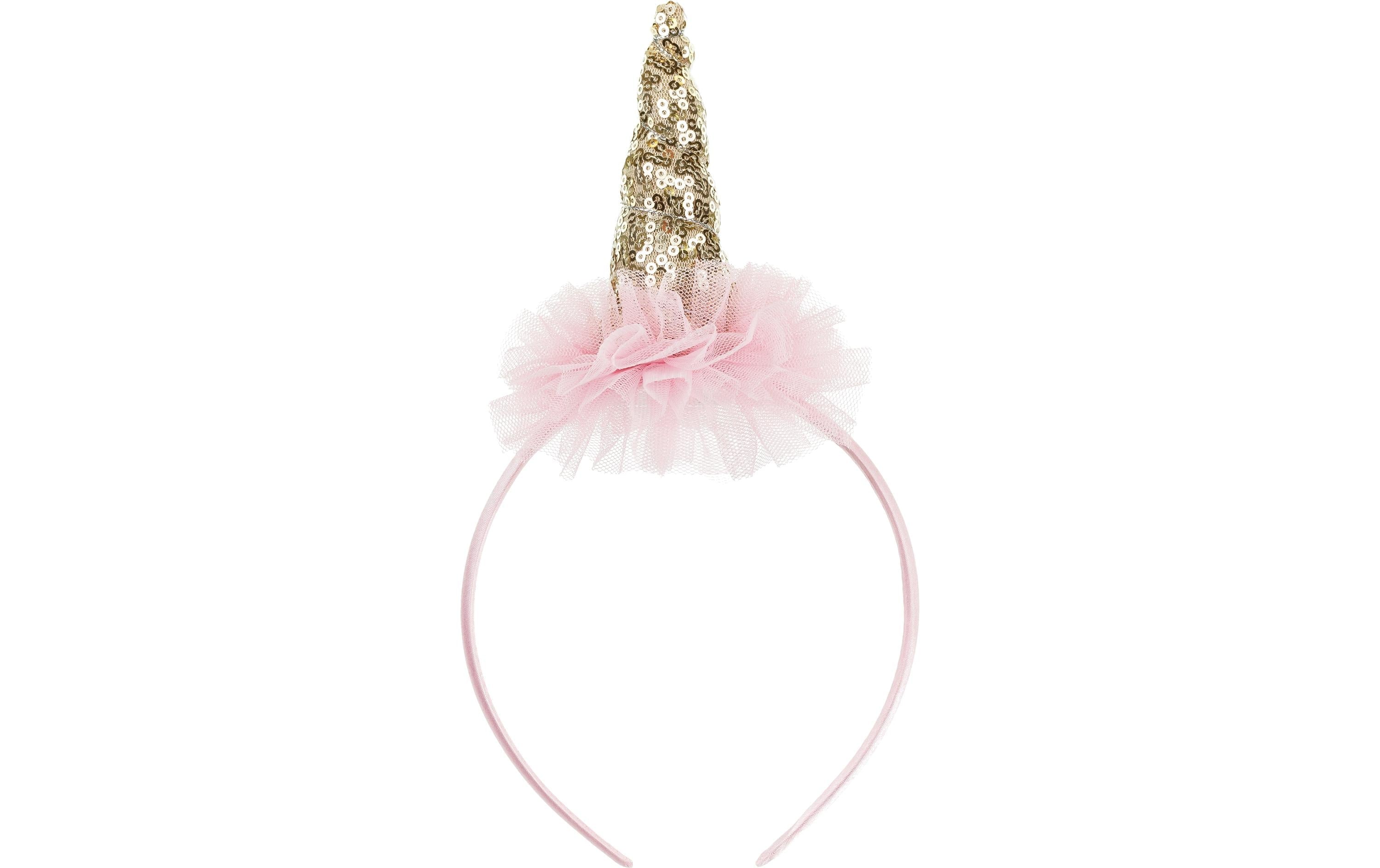 Partydeco Haarreif Einhorn mit Rüsche
