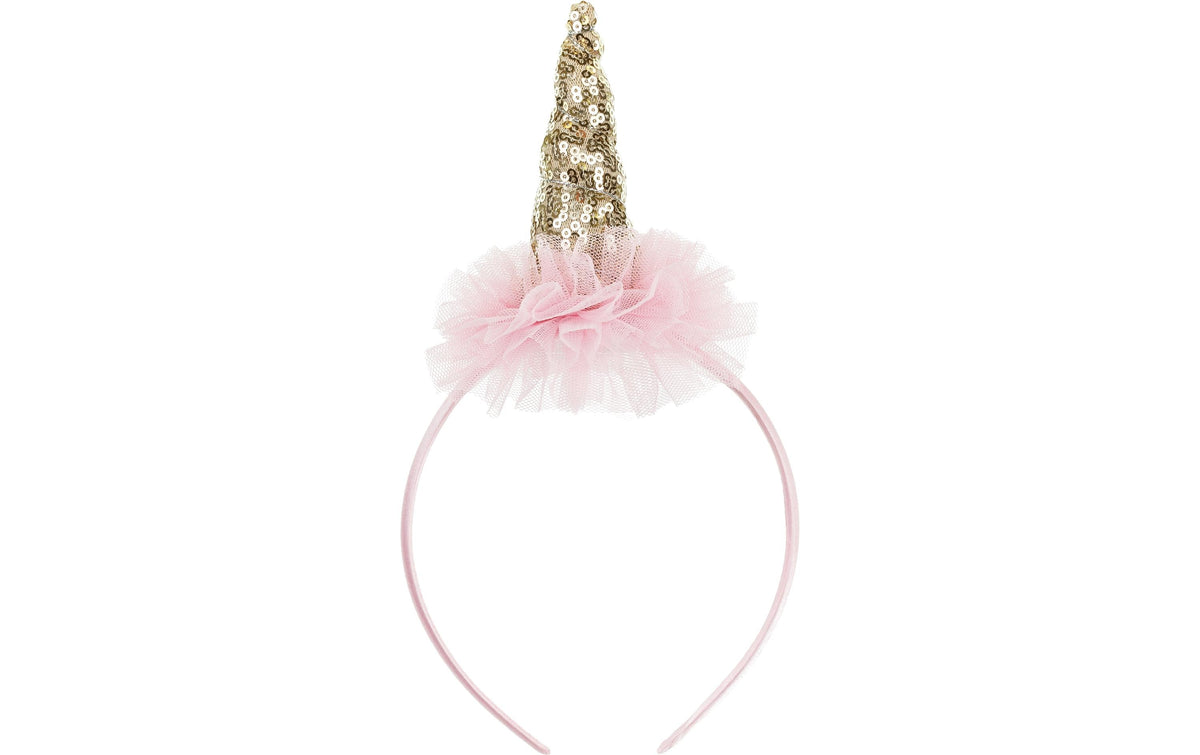 Partydeco Haarreif Einhorn mit Rüsche