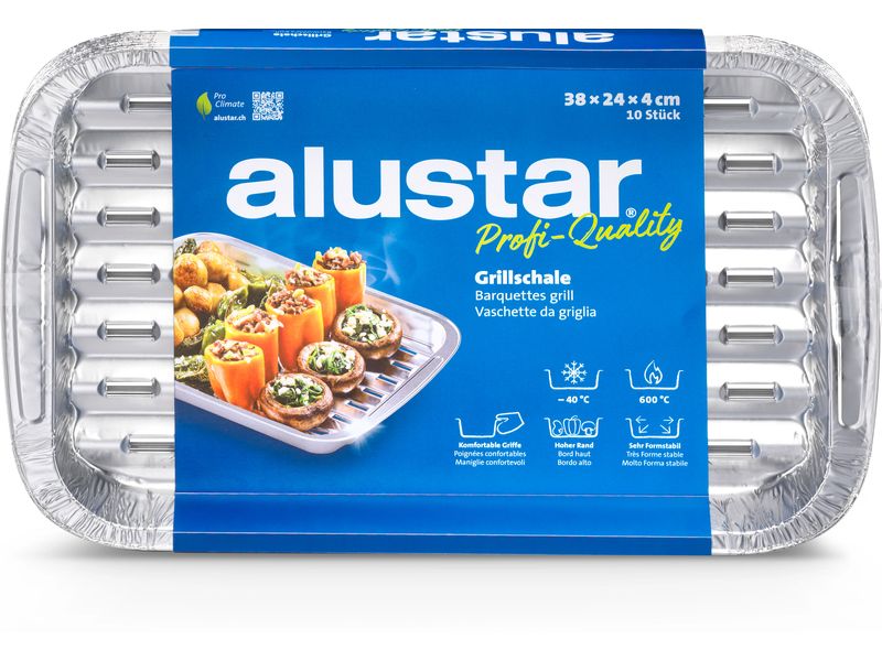Alustar | Grillschale Profi 10 Stück | 38 x 24 x 4 cm