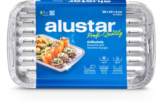 Alustar | Grillschale Profi 10 Stück | 38 x 24 x 4 cm