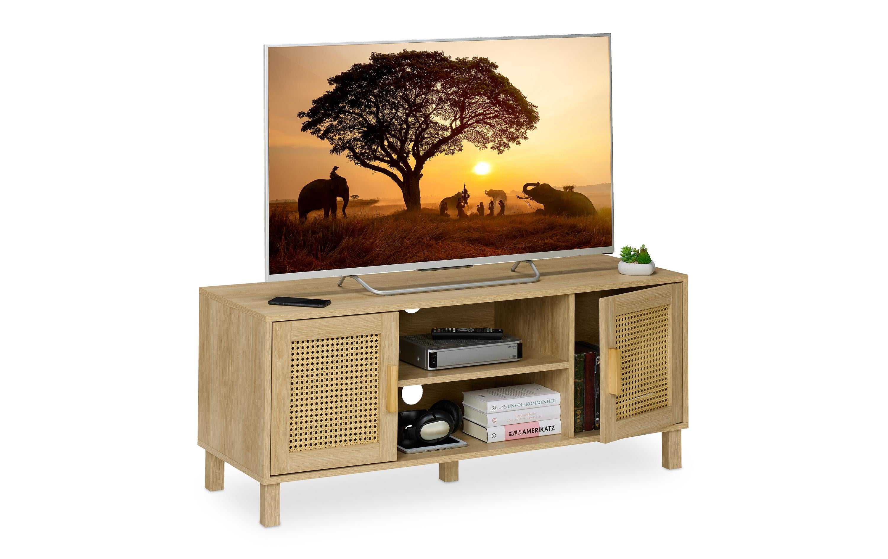 relaxdays TV Möbel Rattan Design