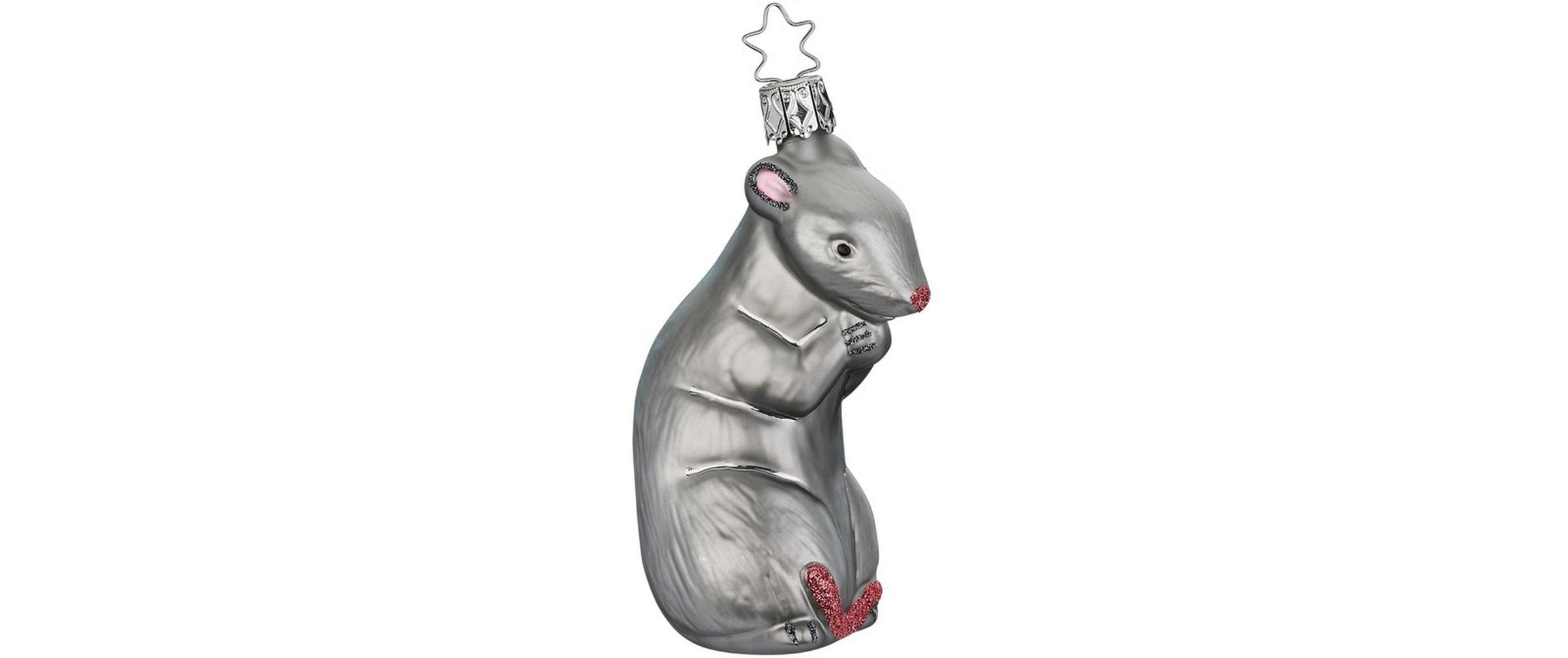 Inge Weihnachtskugel Ratte, Grau
