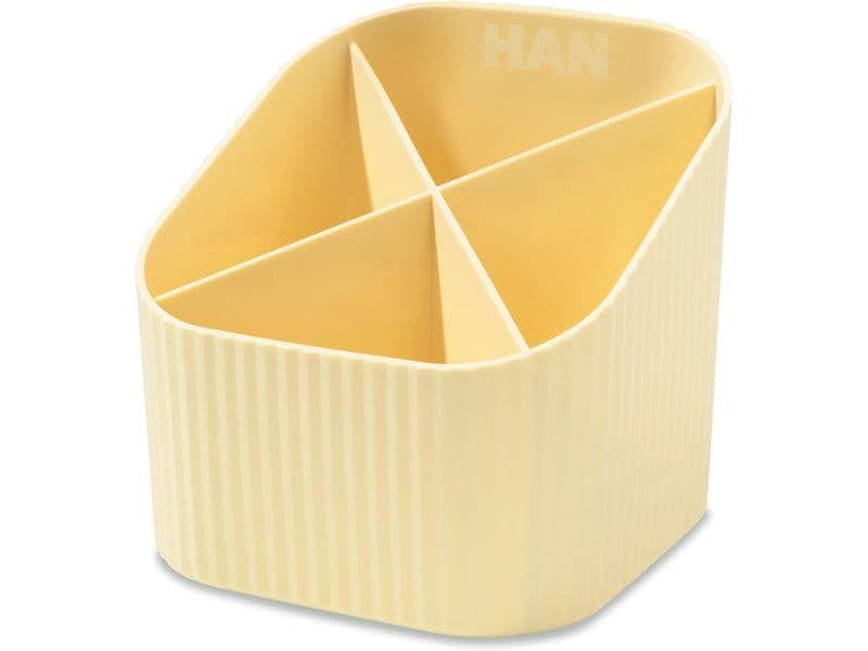 HAN | Stifteköcher Re-X-LOOP | 4 Fächer, recyceltes Material, pastell gelb