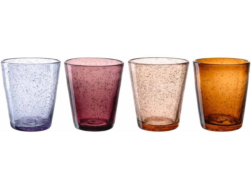 LEONARDO | GK/4 Trinkglas warm sort. BURANO | 4 Stk., Assortiert, D9xH11cm, 330ml