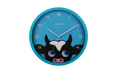 KARLSSON | Kinder Wanduhr Kuh | Wall clock Peekaboo Cow blue