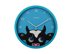 KARLSSON | Kinder Wanduhr Kuh | Wall clock Peekaboo Cow blue