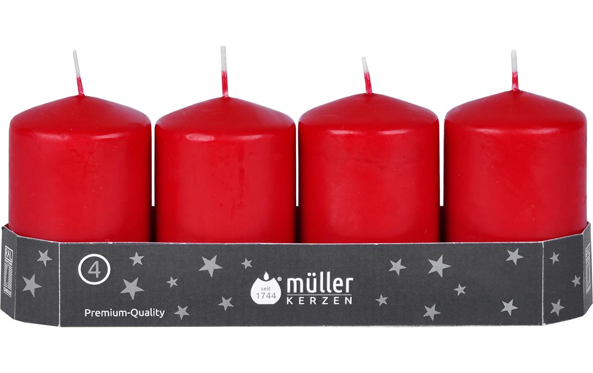 müller Kerzen, Weihnachtskerze Rot, 4 Stüc