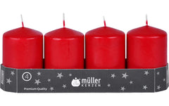 müller Kerzen, Weihnachtskerze Rot, 4 Stüc