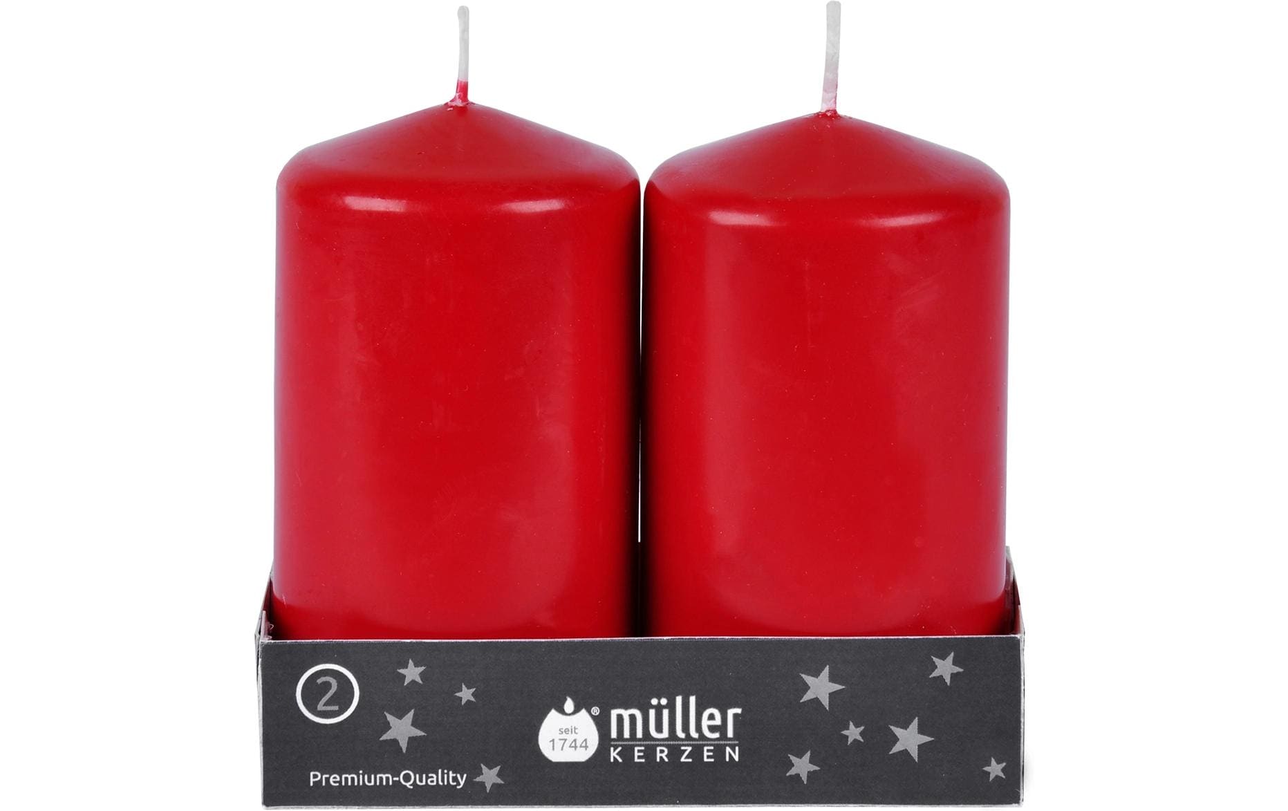 müller Kerzen, Weihnachtskerze Rot, 2 Stüc