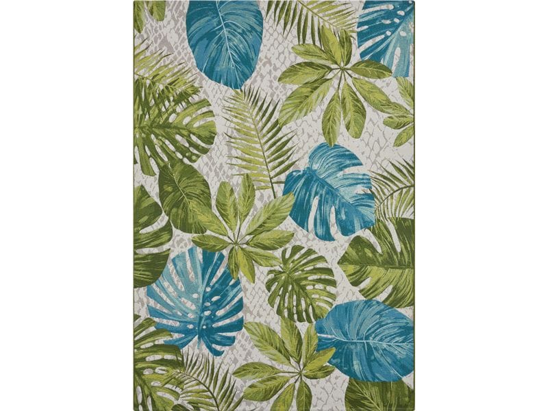 Hanse Home | In & Outd.Tepp.Tropical Leaves | Polyester/PP, 160x235cm, Türkis/Grün