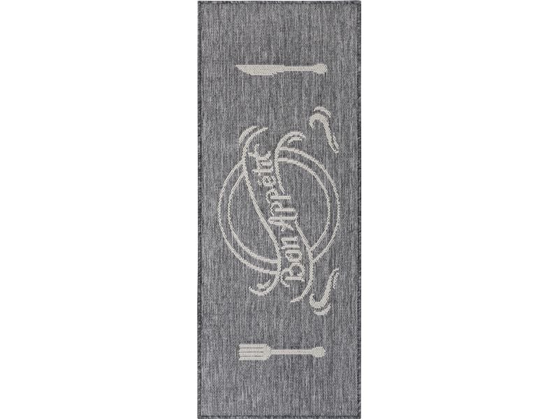 Hanse Home | Küchenteppich Bon App. | 100% Polypropylen, 62x150cm, Grey/Cream