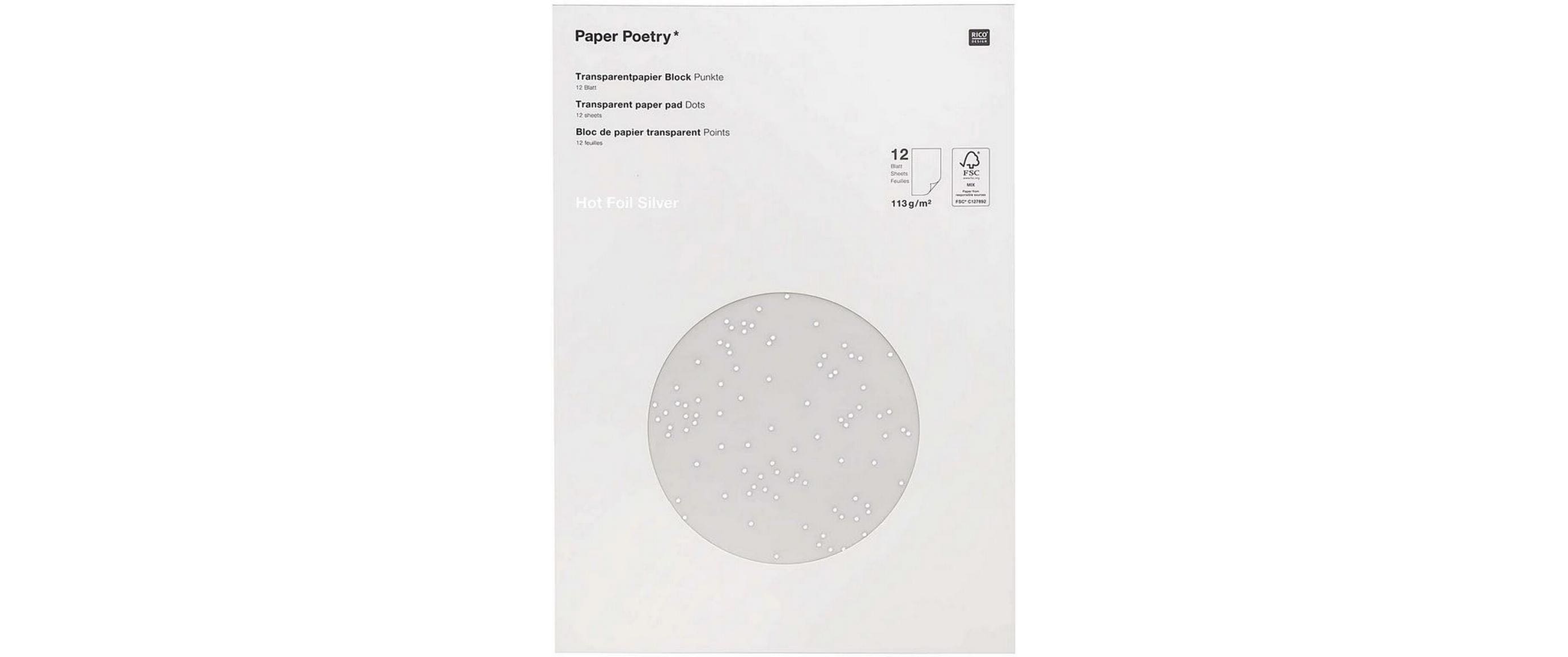 Rico Transparent Papier, Punkte, silber mix