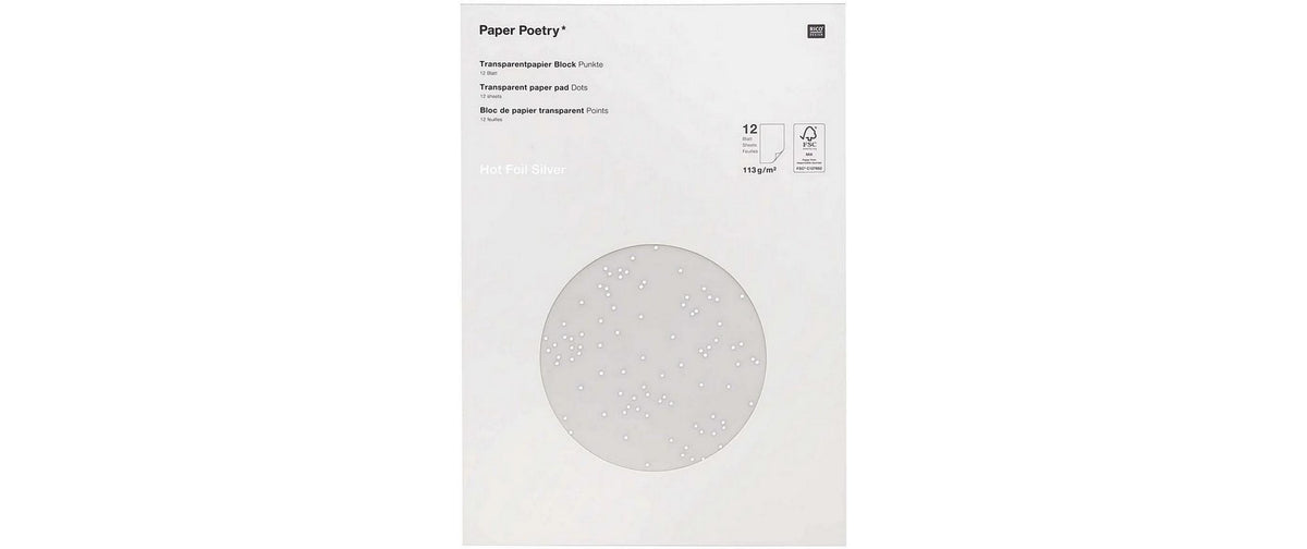 Rico Transparent Papier, Punkte, silber mix