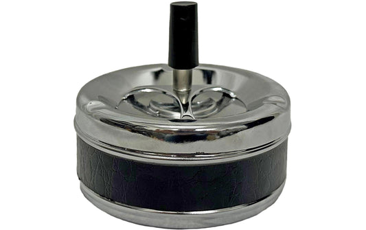 Dameco | Aschenbecher, Schleuderdeckel | Lederoptik, Metall, 11x10 cm (DxH)