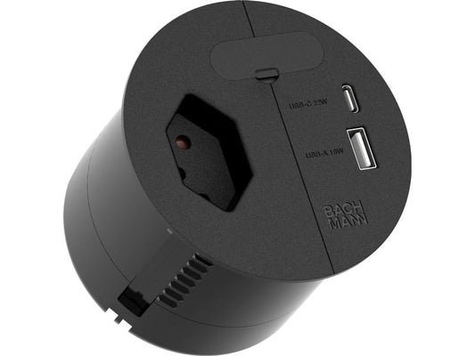 Bachmann | Steckdose Loop in Charge A/C 22W | 2m - Schwarz