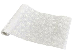 Dameco | Dekostoff Schneeflocken, Silber | imitierte Leine,Polyester, 36x300 cm