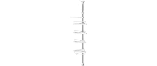 Songmics | Duschregal, Weiss,höhenverstellbar | 95-300 cm, 4 Ablagen,Traglast proAblage 2kg