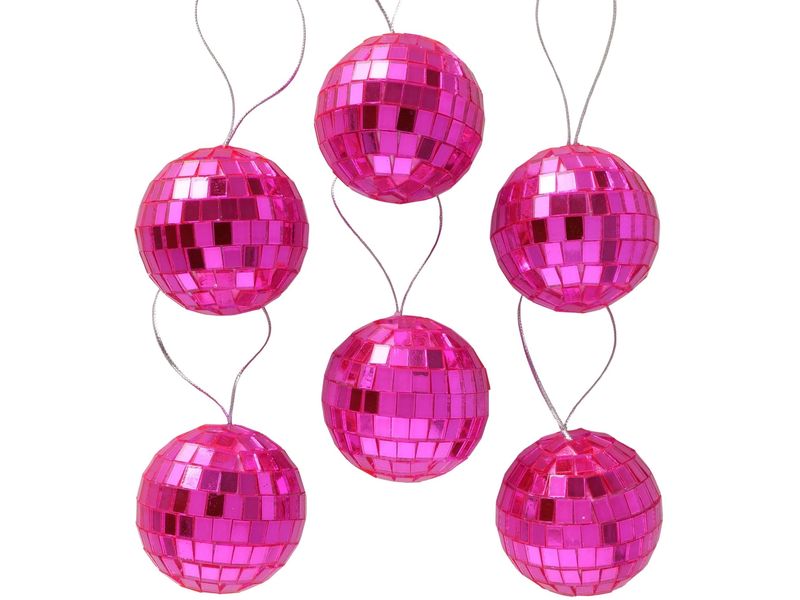 Boltze | Dekoanhänger Disco 6 tlg. | 5x5cm, Pink