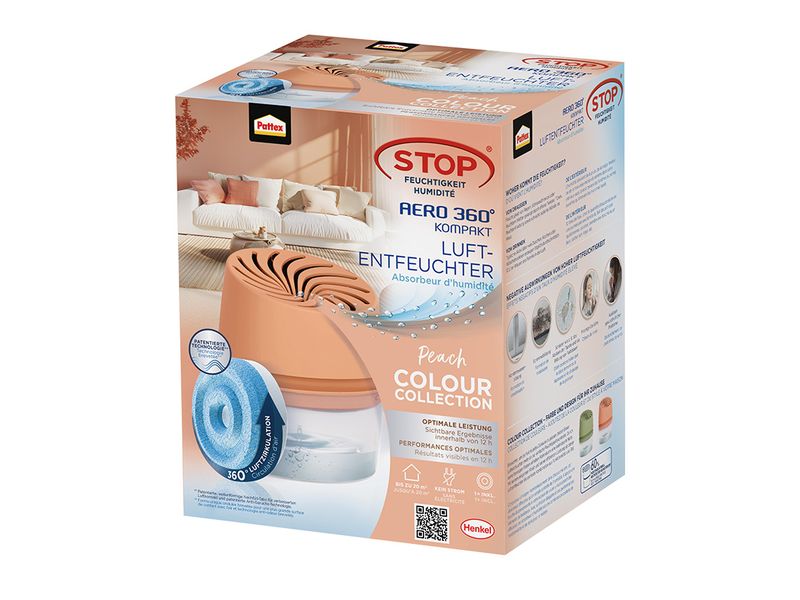 Pattex | Luftentfeuchter AERO 360° peach | Anti-Feuchtigkeit & Anti-Geruch