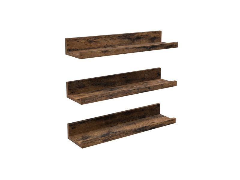 VASAGLE | Wandregal Industrial, Look, 3er Set | 38x10x5 cm, Metall, Holz Traglast je 5kg
