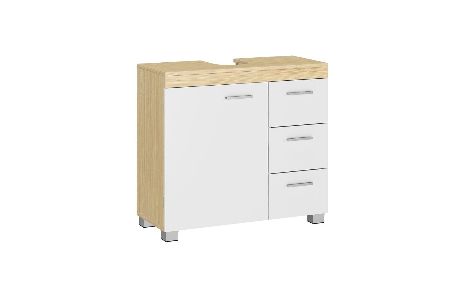 Vasagle Waschbeckenunterschrank,Weiss-Natur