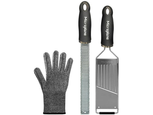 Microplane | Gourmet Raspel Set | Zester/Reibe,Profi Hobel,Handschuh