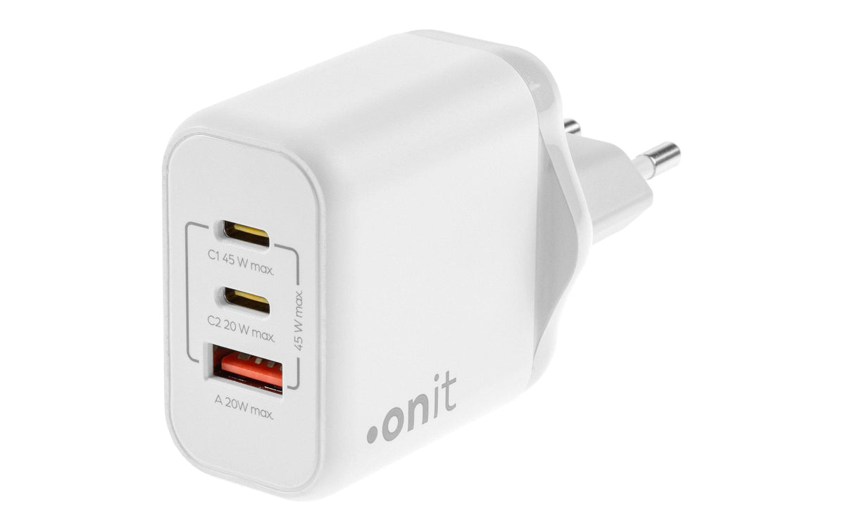 onit, USB-Wandladegerät Triple 2C1A 45 W Ga
