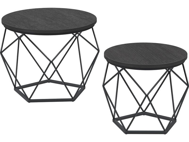 VASAGLE | Couchtisch 2er Set, Schwarz | 50x40.6 cm (DxH), Spanplatte, Stahl