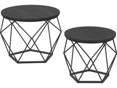 VASAGLE | Couchtisch 2er Set, Schwarz | 50x40.6 cm (DxH), Spanplatte, Stahl