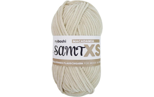 myBoshi | Wolle Chenille Samt XS | Macadamia, 50 g, 90 m, 100 % PES