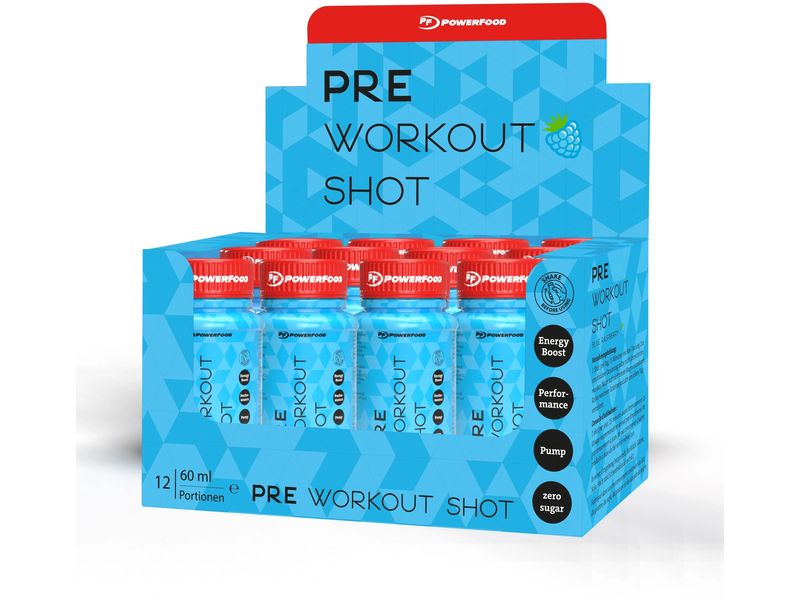 PowerFood | One Pre-Workout Shot | 12x60ml, Blue Raspberry