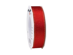 Pattberg | Geschenkband Satin | 25 mm x 20 m, rot/gold