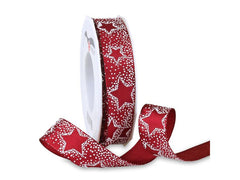 Pattberg | Geschenkband Sterne | 25 mm x 20 m, bordeaux