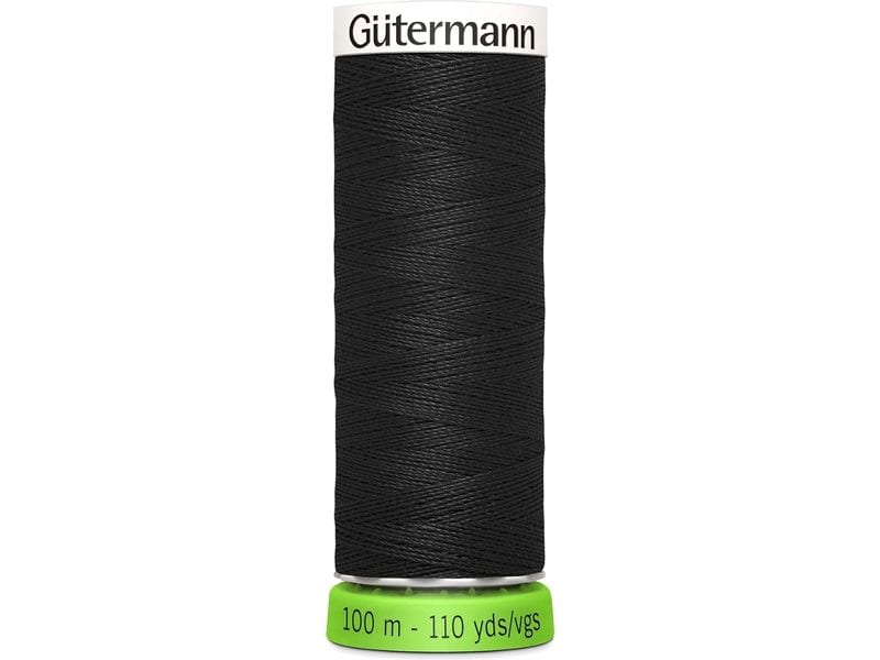 Gütermann | Nähfaden rPET, schwarz | Spule 100 m, Nr. 100, 100 % PES recy.