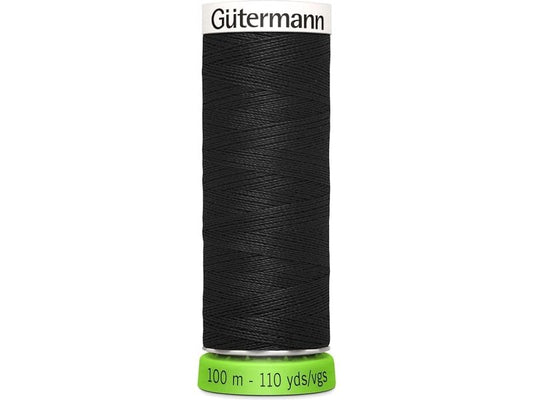 Gütermann | Nähfaden rPET, schwarz | Spule 100 m, Nr. 100, 100 % PES recy.