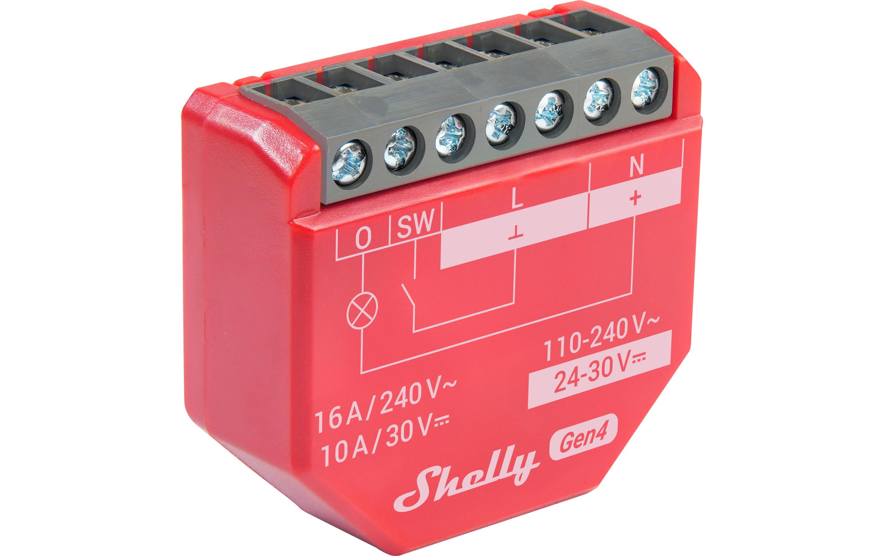Shelly, WLAN-Schaltaktor 1PM Gen4 Rot, 16 A