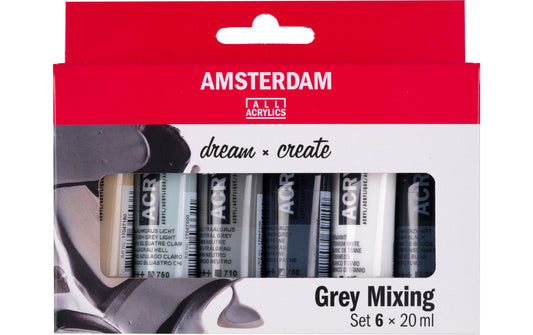 Amsterdam, Acrylfarbe Set Grey Mixing 6 Tub