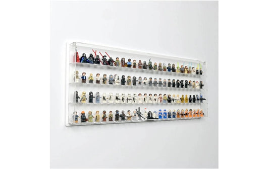 iDisplayit | Acryl-Wand-Display 100 LEGO-Minifiguren | mit weissem Hintergrund