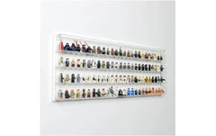 iDisplayit | Acryl-Wand-Display 100 LEGO-Minifiguren | mit weissem Hintergrund