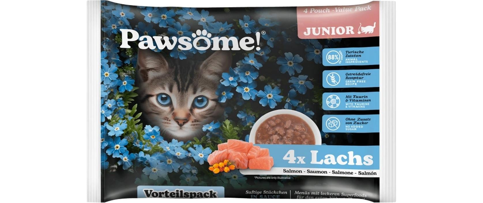 Pawsome Cat Superfood Kitten Lachs 4x85g