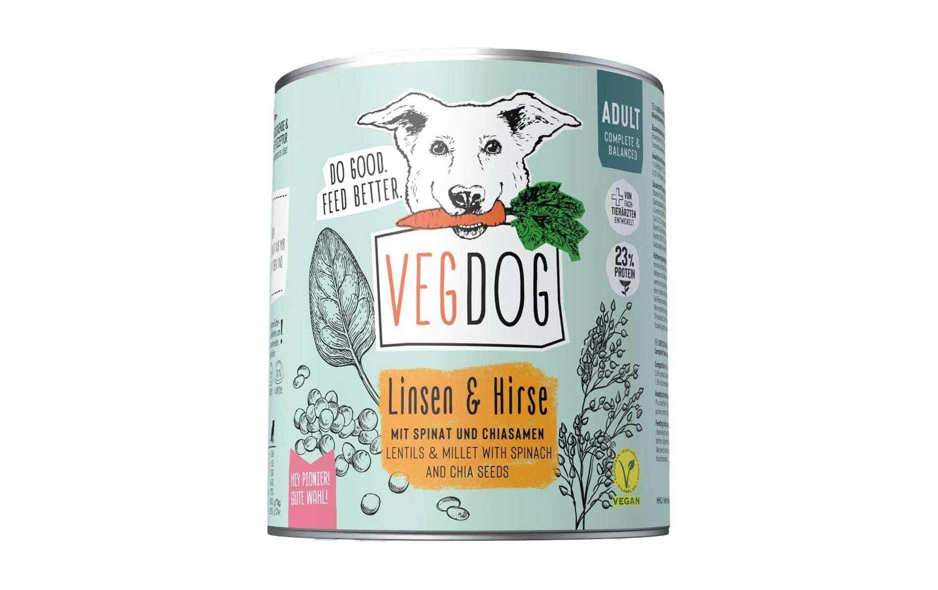 Vegdog, Nassfutter Adult Linsen und Hirse 8