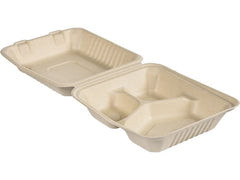 Duni | Box Hinged Bagasse braun | 325/90/90ml, 50 Stk. Mit Deckel