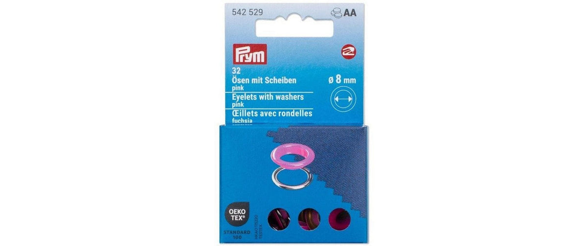 Prym Ösen mit Scheiben, pink, silber