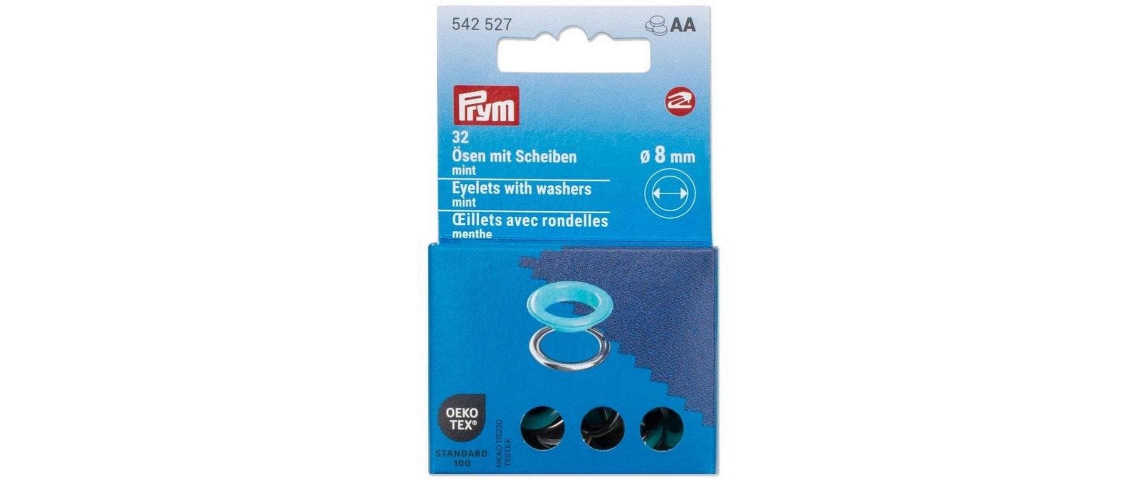 Prym Ösen mit Scheiben, mint, silber